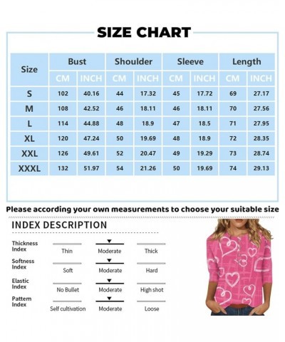 Women's 3/4 Sleeves Crew Neck T Shirts Casual Plus Size Summer Tops Basic Tees Valentine Shirts for Women ????05-vermilion $7...