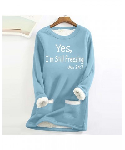 Womens Funny Letter Print Sweatshirts Long Sleeve Sherpa Fleece Lined Pullover Tops Casual Winter Warm Sweatshirt 08 Sky Blue...