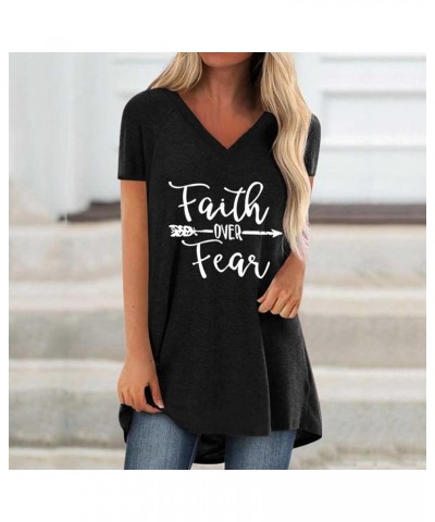 Womens Long Tunics or Tops to Wear with Leggings Short/Long Sleeve Blouses Shirts V Neck Black Faith3 $13.20 Tops