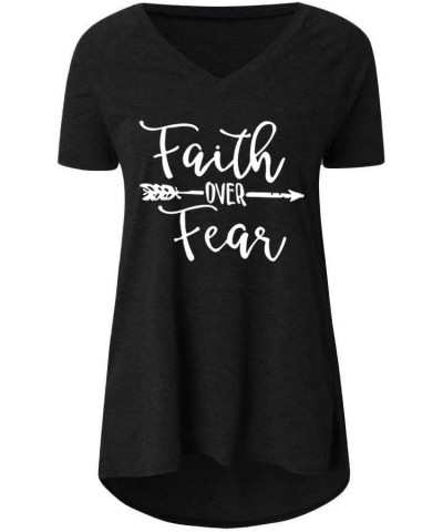 Womens Long Tunics or Tops to Wear with Leggings Short/Long Sleeve Blouses Shirts V Neck Black Faith3 $13.20 Tops