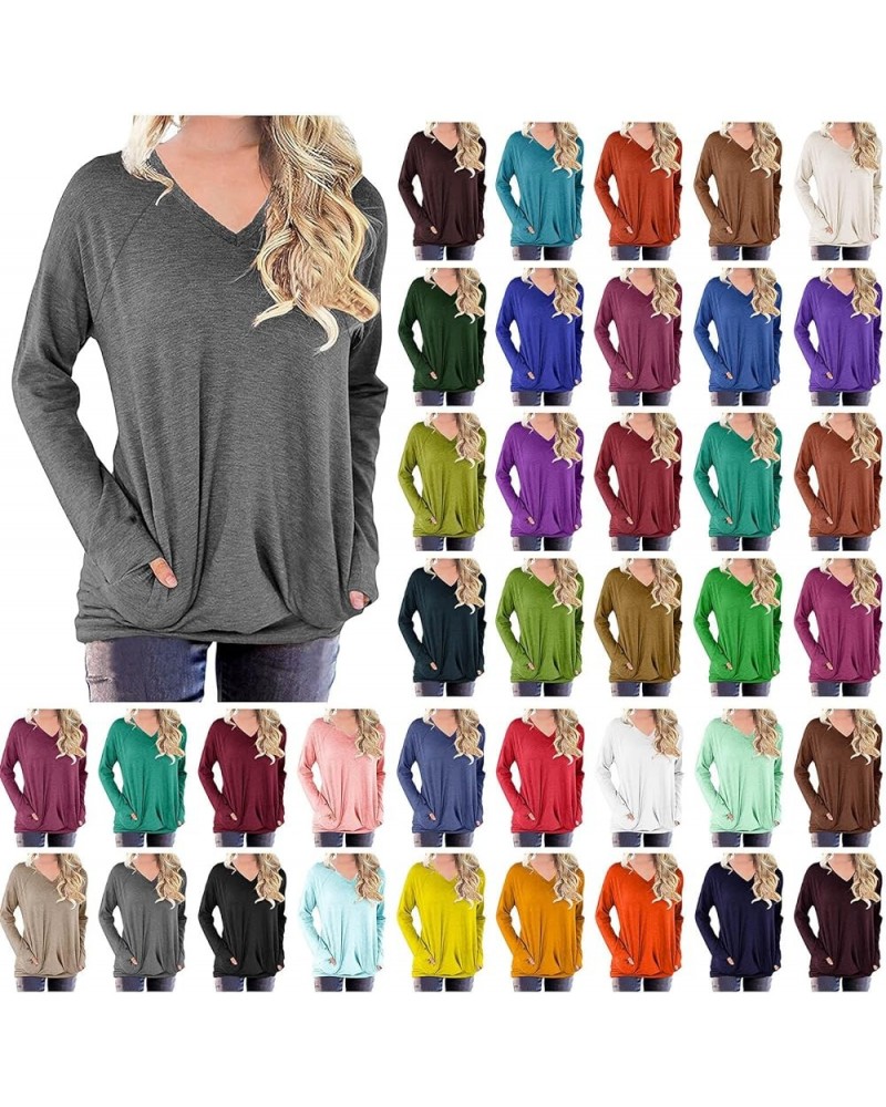 Oversized Tshirts Shirts for Women Long Sleeve Basic Shirt 2023 Teacher Outfit Solid Casual Crew Neck Tops Blouse 02 Gray $6....