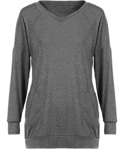 Oversized Tshirts Shirts for Women Long Sleeve Basic Shirt 2023 Teacher Outfit Solid Casual Crew Neck Tops Blouse 02 Gray $6....