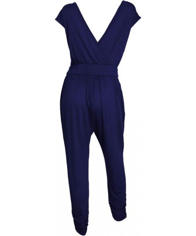 eVogues Plus Size Deep V-Neck Jumpsuit Navy 19713 $16.34 Jumpsuits