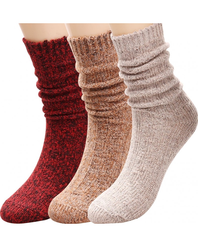 Women's Vintage Knit Cotton Slouch Boot Socks Casual Crew Socks,Thick Knit Wool Socks Gift Socks,Size 5-10,B65 $7.94 Socks