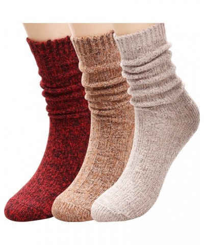 Women's Vintage Knit Cotton Slouch Boot Socks Casual Crew Socks,Thick Knit Wool Socks Gift Socks,Size 5-10,B65 $7.94 Socks