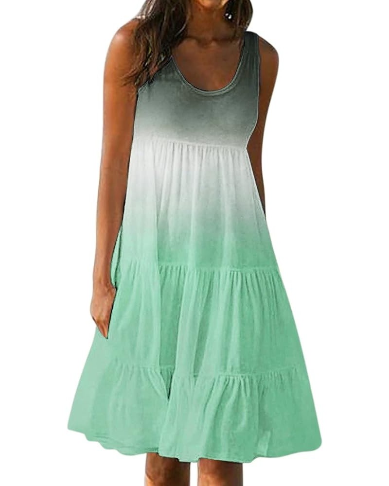 Dresses for Women 2024 Summer Beach Dress Flowy Casual Midi Dresses Sexy Sleeveless Sundresses Ruffle Party Dress B02-green $...