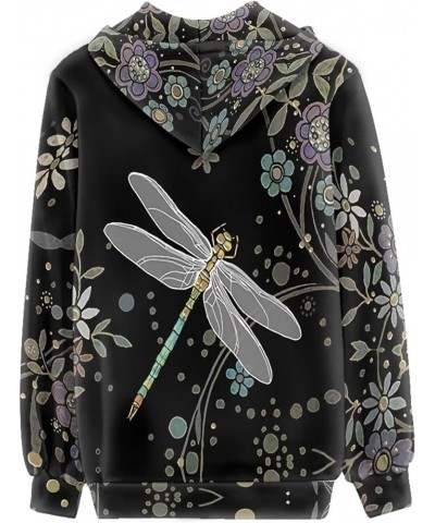 Women Hoodie Full Zip Up Hooded Sweatshirt Long Sleeve Casual Oversize Hoodie Jacket Flower Dragonfly $23.36 Hoodies & Sweats...