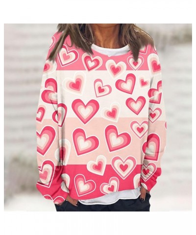 Sweatshirt for Women Fashionable Long Sleeved Valentine's Day Love Printed Round Neck Hoodie Top 4-white $12.25 Hoodies & Swe...