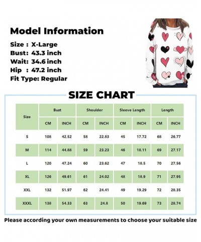 Sweatshirt for Women Fashionable Long Sleeved Valentine's Day Love Printed Round Neck Hoodie Top 4-white $12.25 Hoodies & Swe...