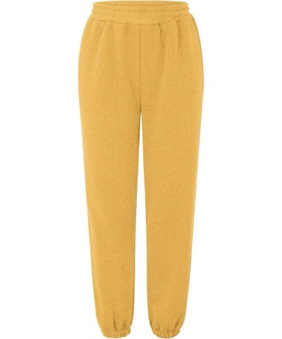 Womens Stretch Pants Elastic Waist Casual Loose Foot Fleece Sweatpants Women's Running Pants Flowy Pajama Pants Plus D-yellow...