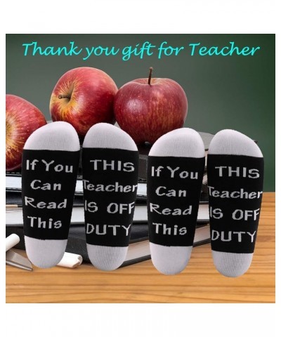 Teacher Appreciation Gifts Teacher Socks If You Can Read This Teacher Is Off Duty Socks End Of School Gift 2 Pairs/Set -Mid C...