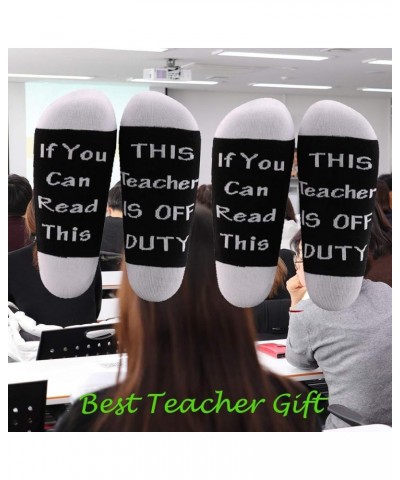 Teacher Appreciation Gifts Teacher Socks If You Can Read This Teacher Is Off Duty Socks End Of School Gift 2 Pairs/Set -Mid C...