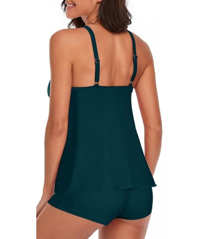 Flowy Tankini Bathing Suits for Women Tummy Control Swimsuits Two Piece Swimwear Tank Top with Boyshorts Deep Green $12.70 Sw...