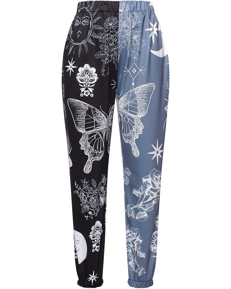 Women's Boho Hippie Harem Pants High Smocked Waist Printed Patchwork Sweatpants Yoga 90S Goth Baggy Casual Trousers Gray $12....