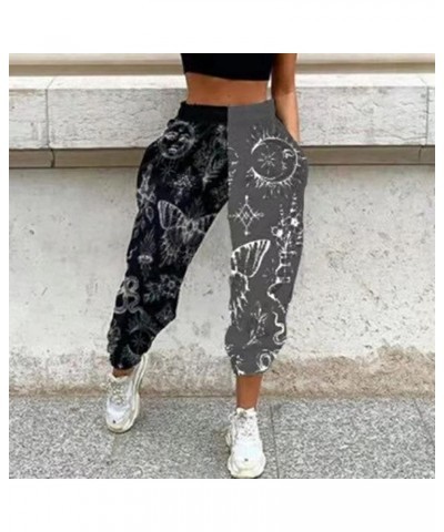 Women's Boho Hippie Harem Pants High Smocked Waist Printed Patchwork Sweatpants Yoga 90S Goth Baggy Casual Trousers Gray $12....