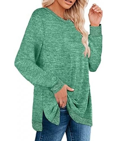 Women's Long Sleeve Sweatshirts Color Block Crewneck Sweaters Tunic Tops C-green $10.61 Hoodies & Sweatshirts