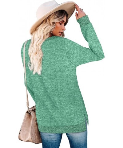 Women's Long Sleeve Sweatshirts Color Block Crewneck Sweaters Tunic Tops C-green $10.61 Hoodies & Sweatshirts