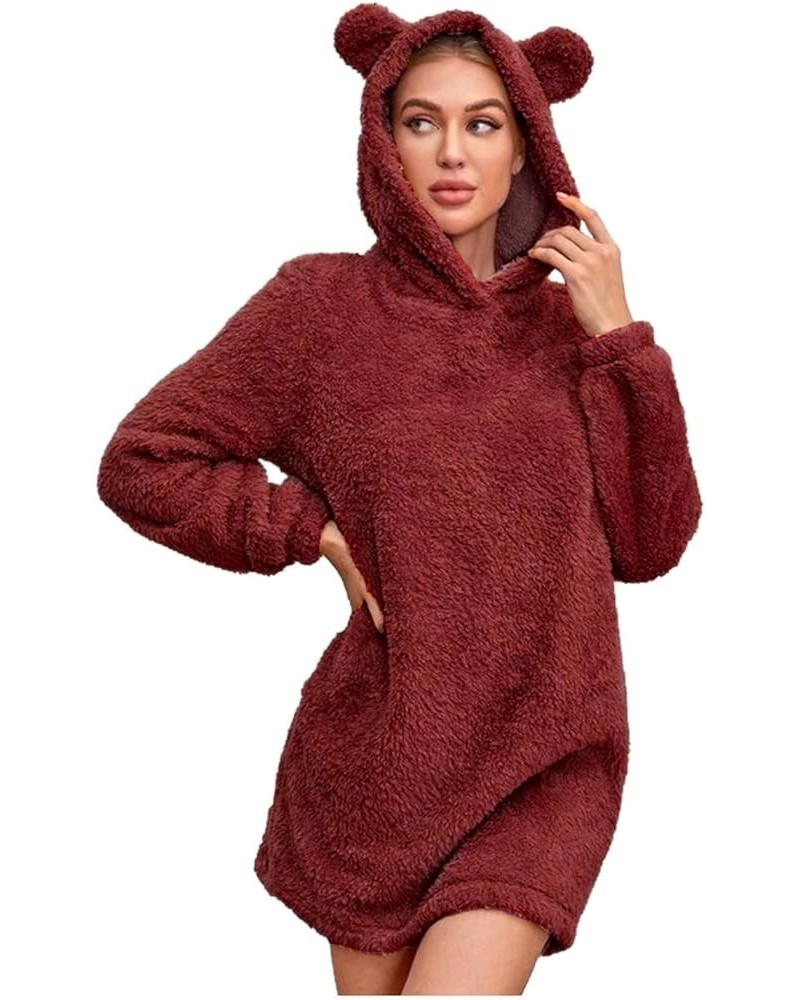 Hoodies For Women Winter Casual Warm Cozy Plush Plus Size Tops Pullover Long Sleeve Bear Hooded Fleece Sweatshirts Hoodies fo...