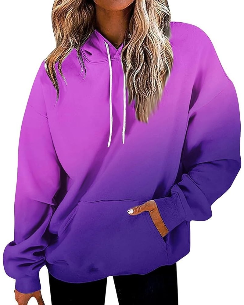 Hoodies For Women, Womens Fashion Casual Crewneck Sweatshirts Graphic Daily Long Sleeve Sweatshirts 4-light Purple $12.71 Hoo...