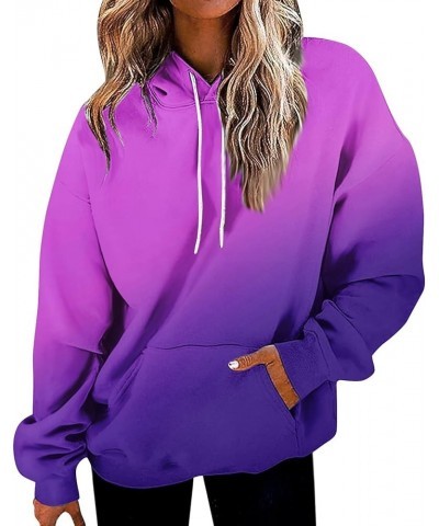 Hoodies For Women, Womens Fashion Casual Crewneck Sweatshirts Graphic Daily Long Sleeve Sweatshirts 4-light Purple $12.71 Hoo...