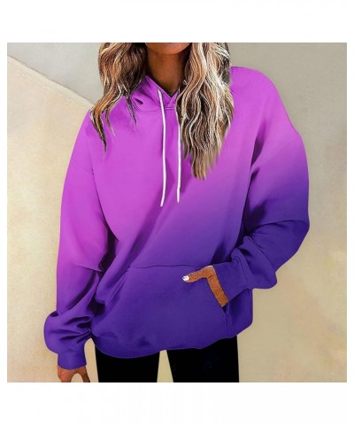 Hoodies For Women, Womens Fashion Casual Crewneck Sweatshirts Graphic Daily Long Sleeve Sweatshirts 4-light Purple $12.71 Hoo...