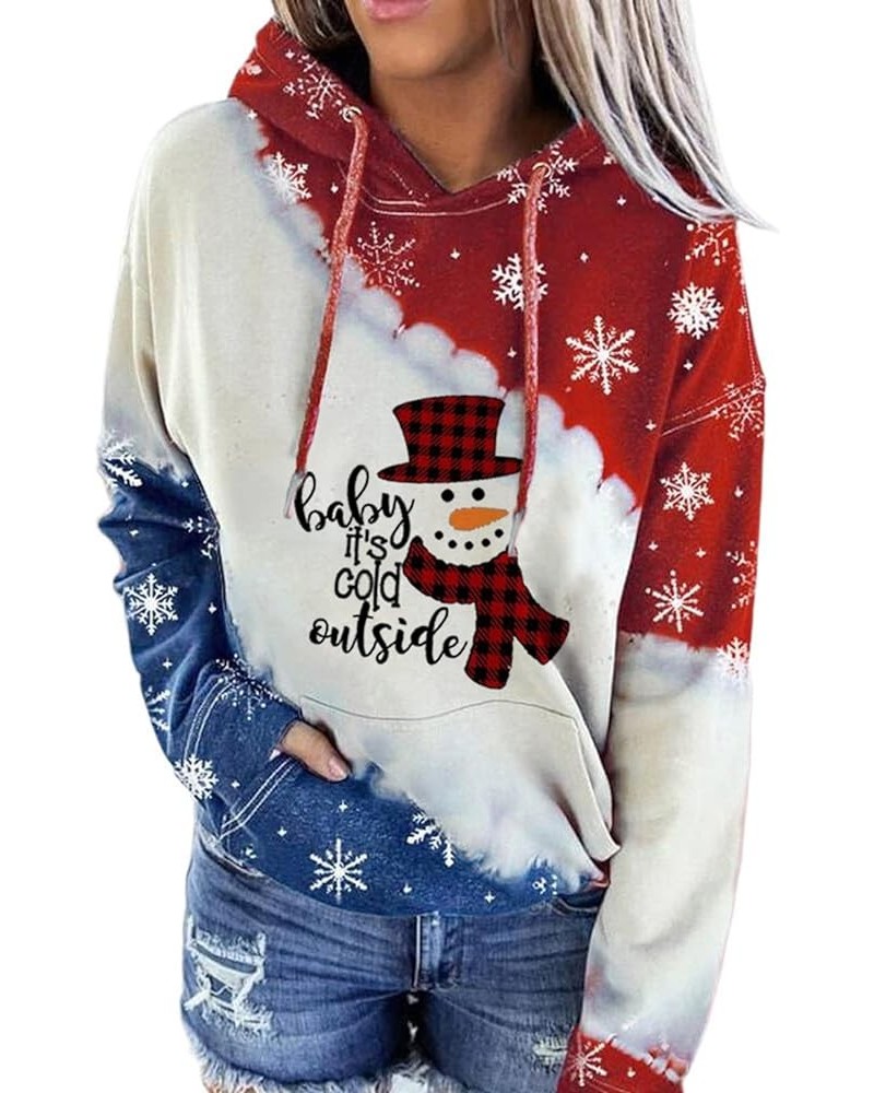 Christmas Snowman Fashion Autumn Hooded Sweatshirt For Women Snow Printed Pullover Hoodie Drawstring Hoodie T-shirt Snowman 3...