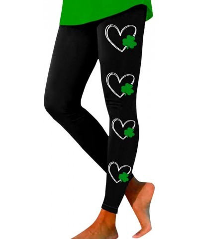 St Patricks Day Leggings for Women Shamrock Trousers Butt Lift Tummy Control Lucky Clover Yoga Pants 9008-jsxrthd-g-black $10...