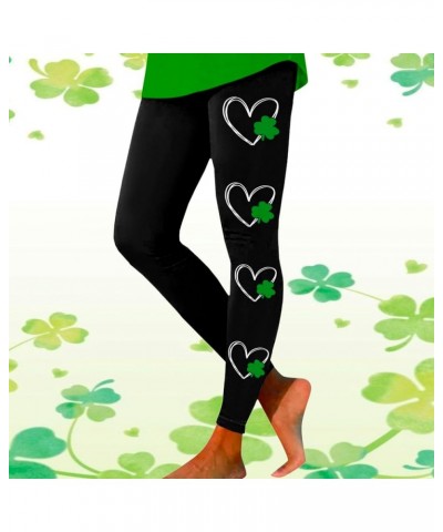 St Patricks Day Leggings for Women Shamrock Trousers Butt Lift Tummy Control Lucky Clover Yoga Pants 9008-jsxrthd-g-black $10...