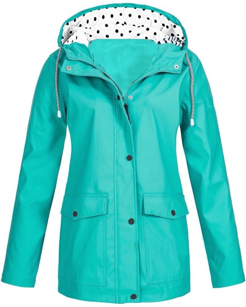 Women'S Trench Coats Plus Size Outdoor Windproof Hooded Solid Color Raincoat Fitted Cotton Jacket Versatile Mint Green 1 $6.7...