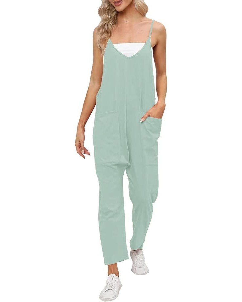 Womens Jumpsuits Dressy Womens Oversized Sleeveless Jumpsuits Spaghetti Strap Loose Overalls with Pocket Rompers Z5-green $2....