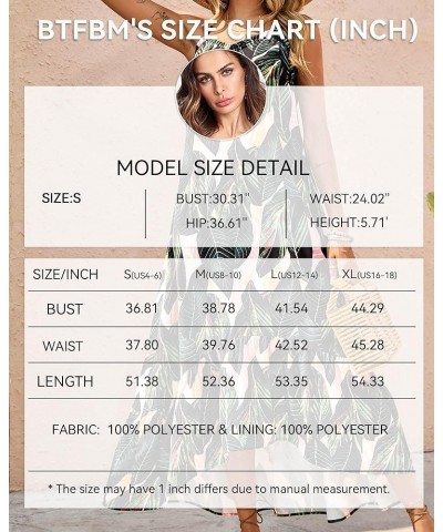 Women Casual Summer Dresses 2024 Spaghetti Strap Sleeveless Sundress Print Ruffle Flowy Boho Beach Long Maxi Dress Print Leaf...