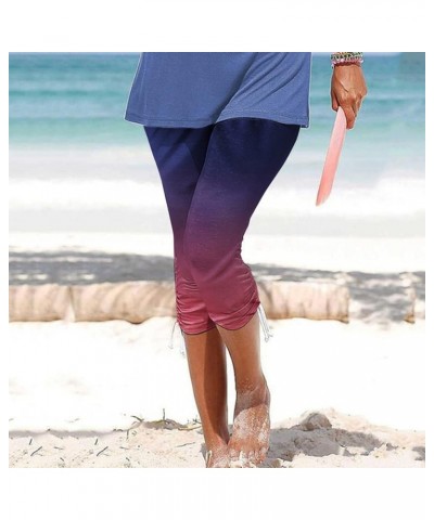 Capri Pants for Women Casual Summer Beach Pants Quick Dry Lightweight Pants Drawstring Crop Vacation Pants 01hot Pink $6.89 P...