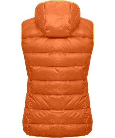 Women’s Lightweight Puffer Vest with Hood, Water-Resistant Sleeveless Jacket for Hiking Ski Persimmon Orange $29.06 Vests