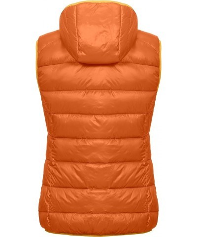 Women’s Lightweight Puffer Vest with Hood, Water-Resistant Sleeveless Jacket for Hiking Ski Persimmon Orange $29.06 Vests