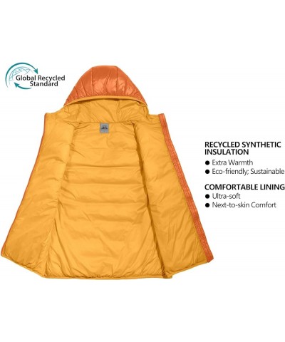 Women’s Lightweight Puffer Vest with Hood, Water-Resistant Sleeveless Jacket for Hiking Ski Persimmon Orange $29.06 Vests