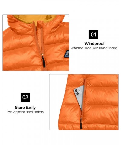 Women’s Lightweight Puffer Vest with Hood, Water-Resistant Sleeveless Jacket for Hiking Ski Persimmon Orange $29.06 Vests