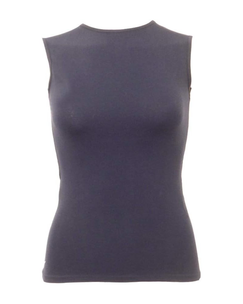 Womens Sleeveless Cotton Shell Tank Top Style 13277 Navy $11.75 Tanks