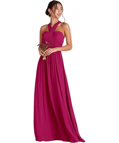 Infinity Chiffon Bridesmaid Dresses with Pockets Long Streamers Halter Strapless Pleated A Line Formal Gown Fuchsia $28.59 Dr...