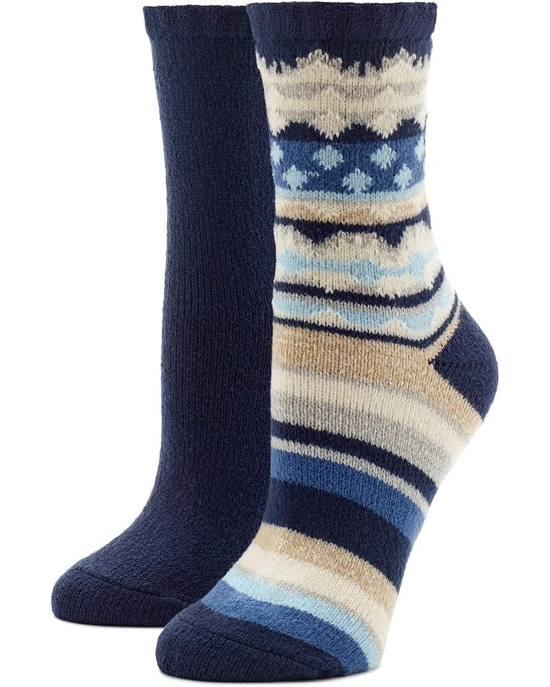 Women's Eco Friendly Boot Socks 2 Pair Pack Nordic Stripe Pack: Blue Stripe/Blue $10.39 Socks