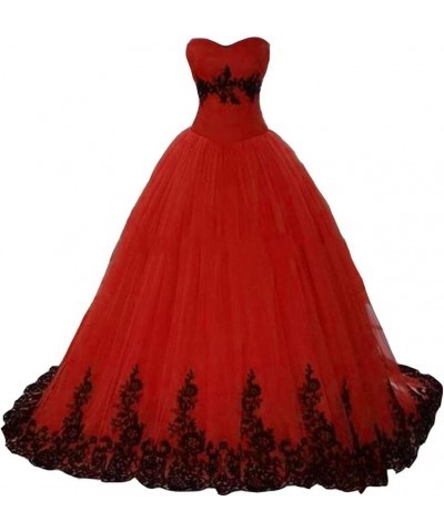 Women's Tulle Black Lace Gothic Wedding Prom Dress Ball Gown Long Vintage Wine Red $58.00 Dresses