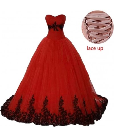 Women's Tulle Black Lace Gothic Wedding Prom Dress Ball Gown Long Vintage Wine Red $58.00 Dresses