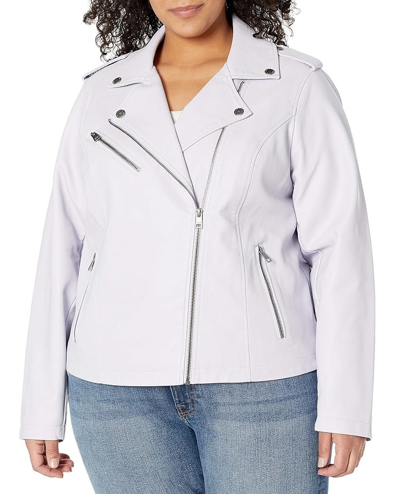 Women's The Classic Faux Leather Moto Jacket (Regular & Plus Size) Lilac $39.16 Coats