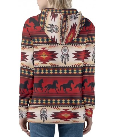 Women's Long Sleeve Hooded Cardigans Fall Lightweight Hoodie Sweatshirts Full Zip with Pocket Ethnic Aztec Horse $17.63 Hoodi...