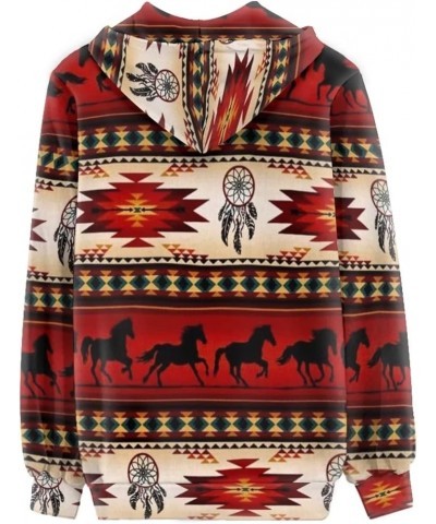 Women's Long Sleeve Hooded Cardigans Fall Lightweight Hoodie Sweatshirts Full Zip with Pocket Ethnic Aztec Horse $17.63 Hoodi...