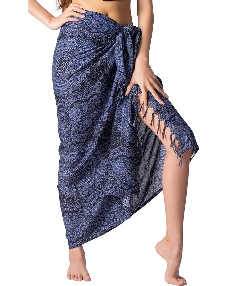 Womens Boho Skirt Sarong Wrap Maxi Skirts Tie Up Waist Beach Cover Up Blossom Navy $14.76 Swimsuits