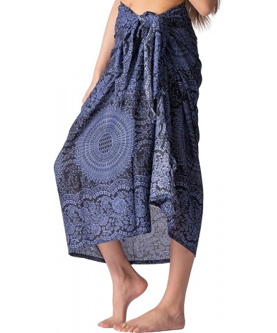 Womens Boho Skirt Sarong Wrap Maxi Skirts Tie Up Waist Beach Cover Up Blossom Navy $14.76 Swimsuits