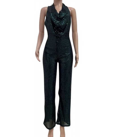 Women's Sexy Sparkly Jumpsuits Elegant Sequin Party Clubwear Long Sleeve Wrap Deep V Neck Jumpsuit Wide Leg Rompers 06 Black ...