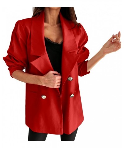 Blazers for Women,Women Long Cape Cloak Open Front Cardigans Trench Duster Solid Color Office Suit Blazer Coat A9 red $13.73 ...