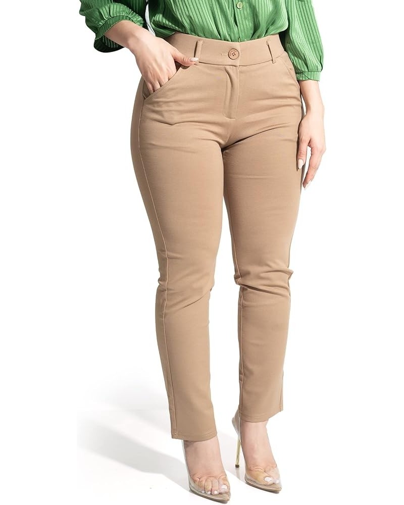 Womens Dress Pants - Stretchy, Casual Pants with Pockets Champagne (With Zipper) $20.21 Pants