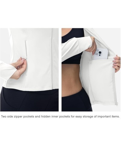 Women's Lightweight Workout Jacket Full Zip Athletic Jackets Slim Fit Running Track Jacket with Thumb Holes White $17.33 Jackets